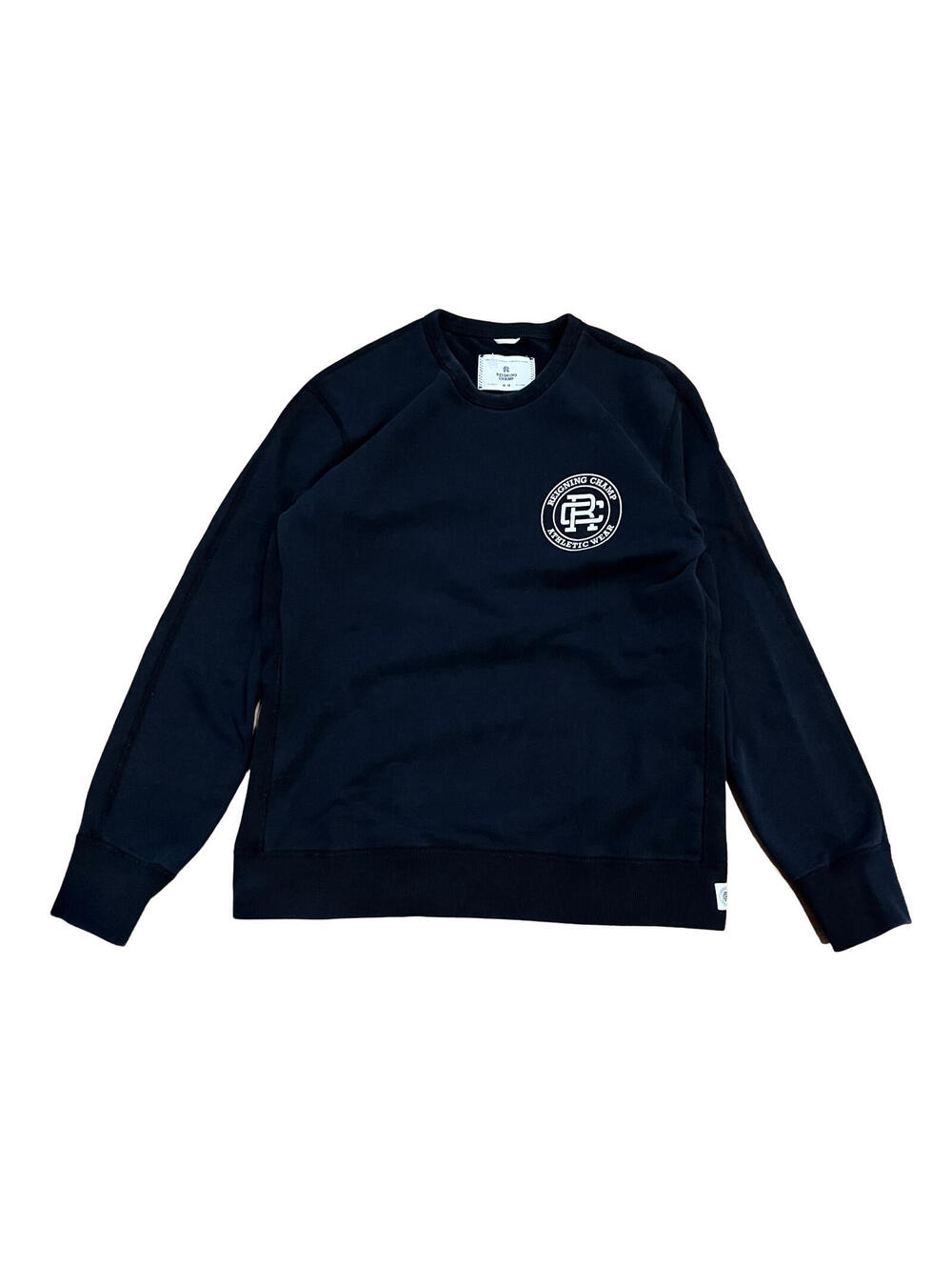 Reigning Champ Crewneck Sweater Sweatshirt Lightweight Mens M Black Cotton Blend